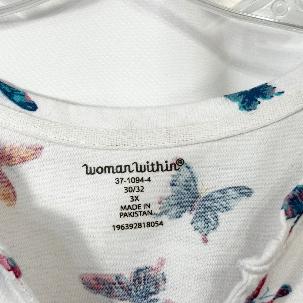 Woman Within Plus Size 30/32 Top 3X Butterfly Print‎ V-Neck Short Sleeve Tee 707 - Picture 8 of 8